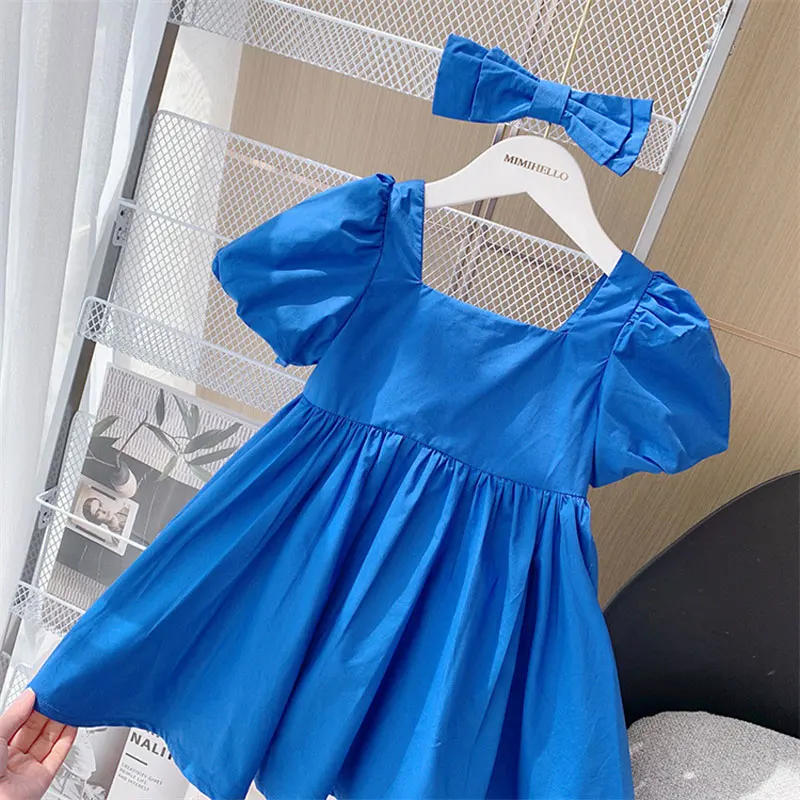 Vestido de manga curta infantil de princesa, vestido feminino, roupa casual de bebê, moda, Novo, Verão, 2023