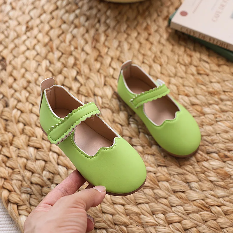 Leather Girls Ballet Shoes for Wedding Party