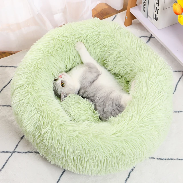 40-60cm Round Pet Bed for Large Dog Bed Super Soft Cat Bed Long Plush Dogs Basket Cushion Cat Bed Cat Mat Animals Sleeping Sofa 4