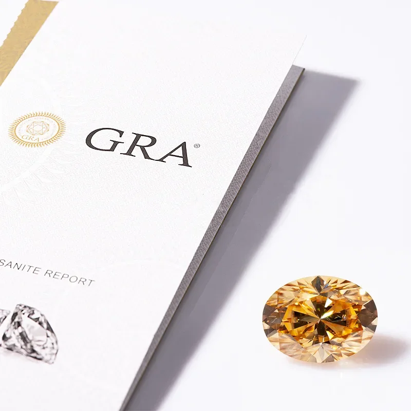 MOJY Champagne Color Loose Moissanite Stone Oval Cut 0.3~8.0ct Gemstones for Diamond Ring with GRA Certificate Precious Gems