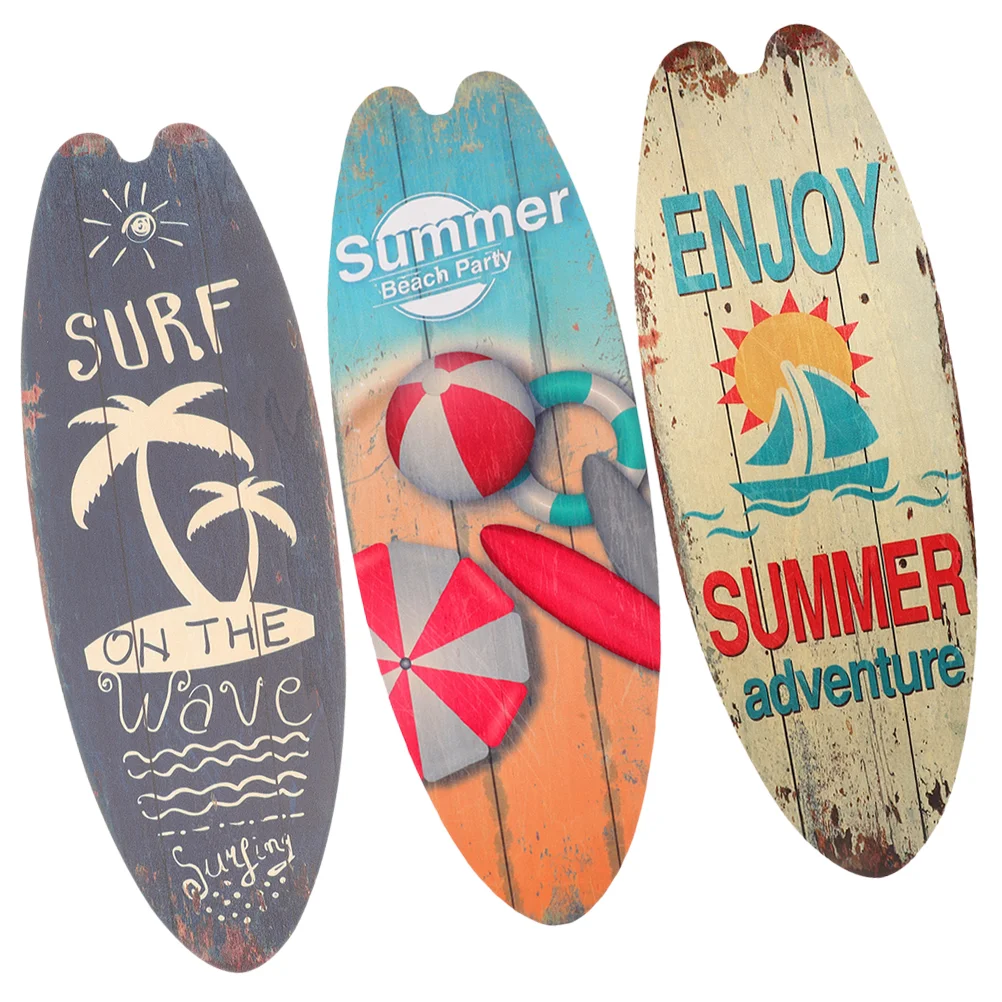 

3pcs Surfboard Wall Decor Summer Wood Sign Home Decor for Beach Theme Party and Home