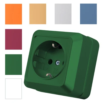 ปลั๊กสีเขียวปลั๊กไฟปลั๊กไฟฟ้าพื้นผิวผนังปลั๊กไฟคลาสสิกหน่วงไฟพร้อมพลาสติกสีมาตรฐาน EU พื้น 1