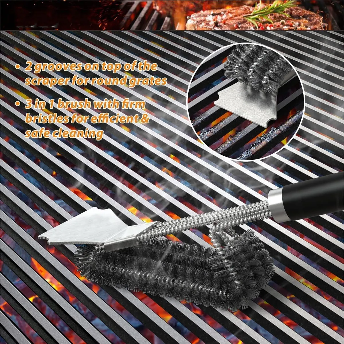 Barbecue Accessories Grill Brush And Scraper Extra Strong BBQ Cleaner Accessories Gas/Charcoal Grilling Grates