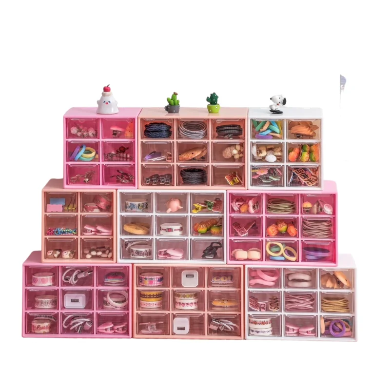 INS 6/9 Grids Dust Proof Drawer Storage Box Stationery Jewelry Hand Ledger Desktop Mini Girl Heart Storage Cabinet storage box