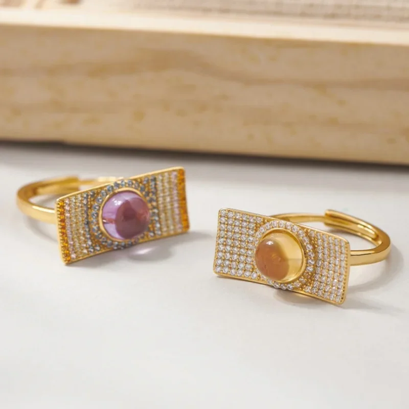 S925 sterling silver charms rings for Women New Fashion geometric rectangular inlaid amethyst zircon punk jewelry free shipping