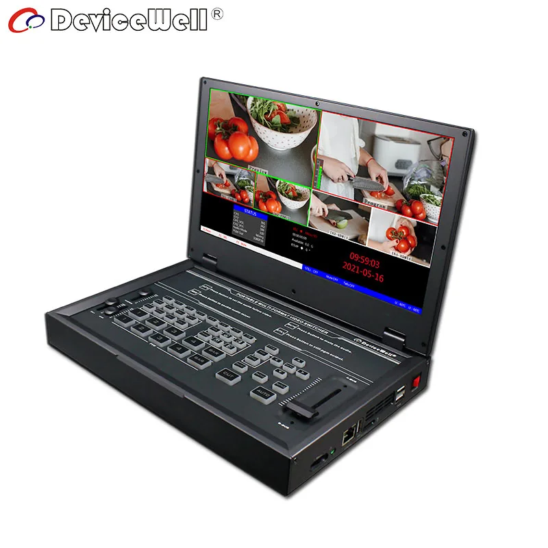 DeviceWell 자동 라이브 비디오 스위처, 지지대 네트워크, RTMP 스트리밍, HDS9325, 5-CH