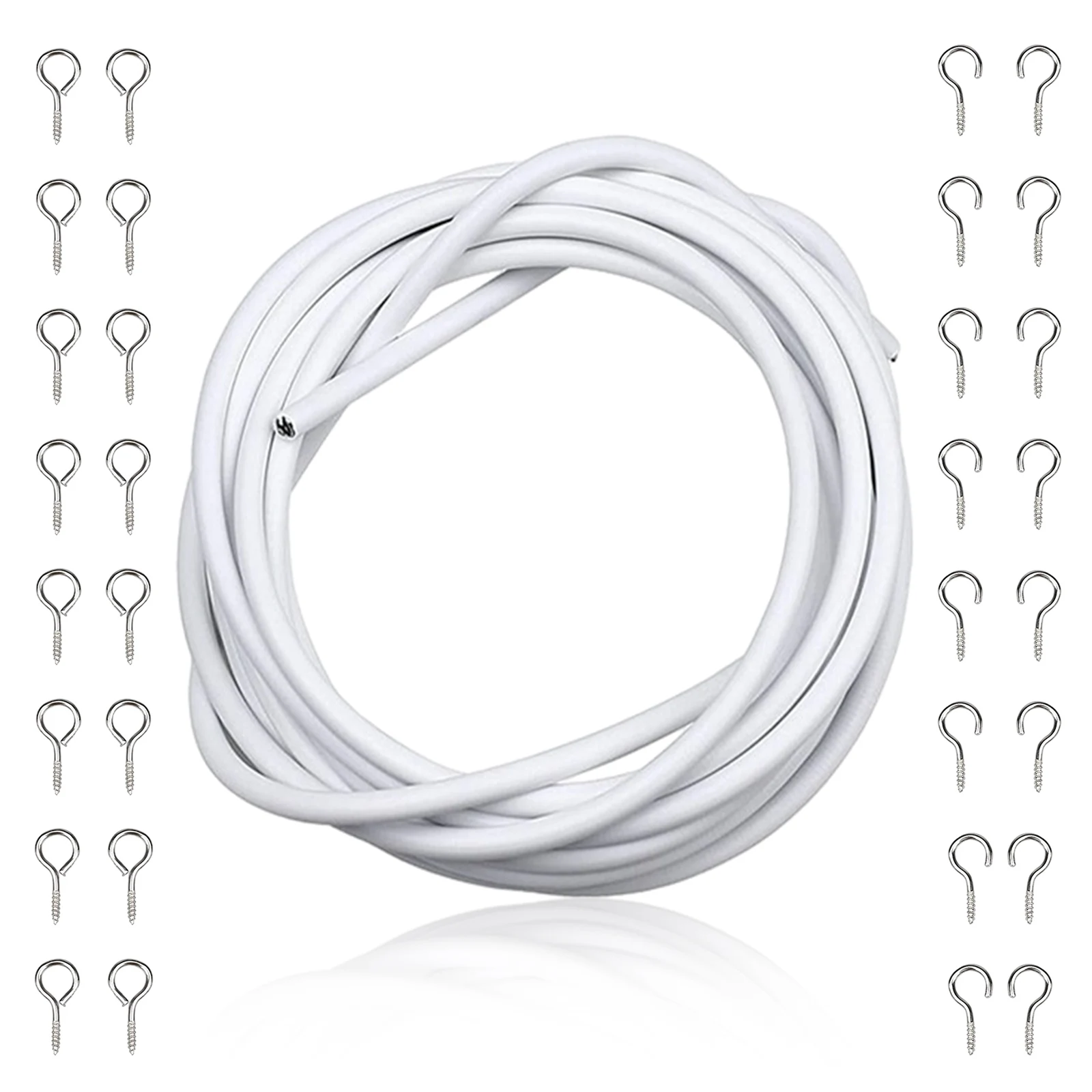 

3m PVC Curtain Window Cord Cable Net track Wire White Windows wall hanging Line with HOOKS EYES For car Caravans Boats