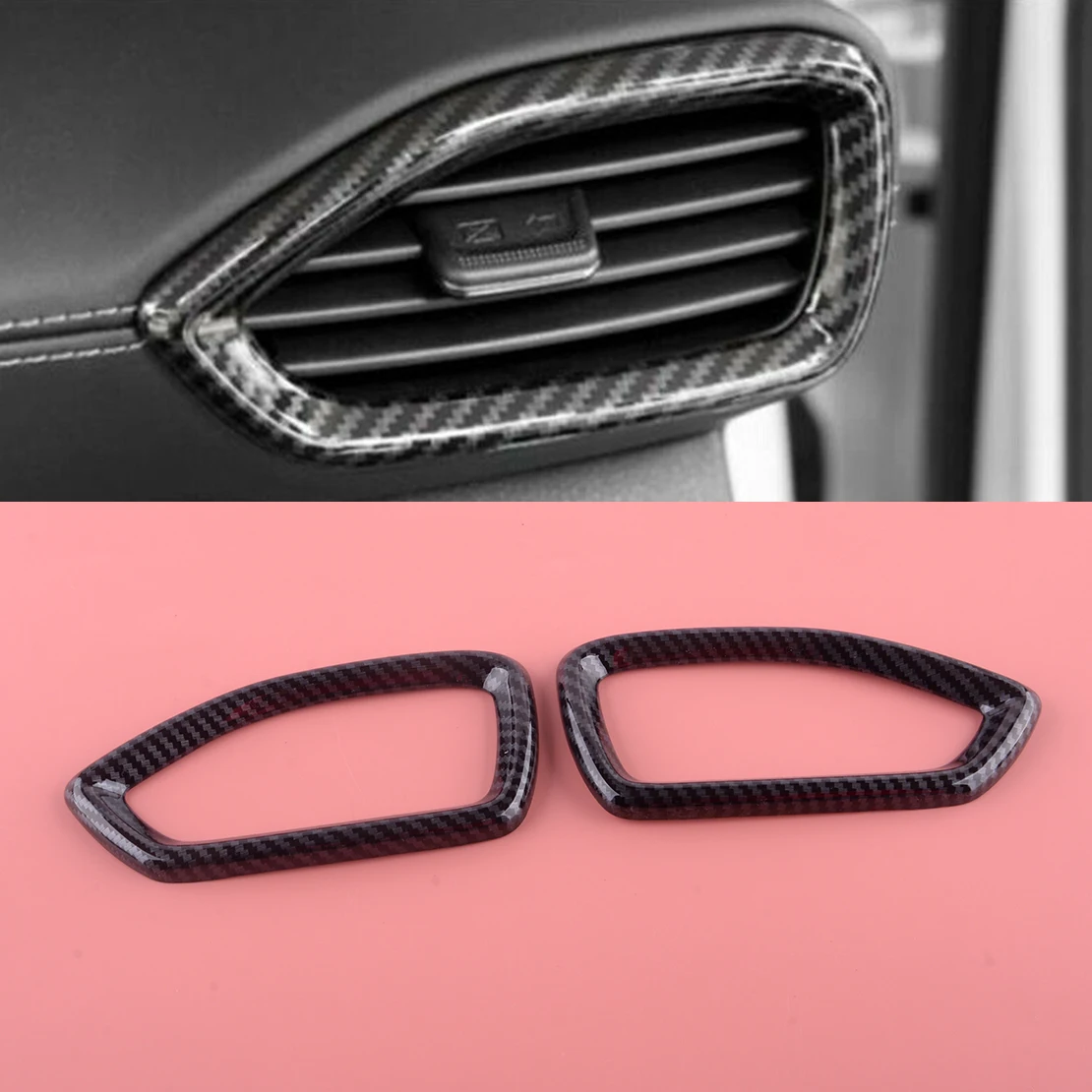 1 Pair Side Air Vent Outlet Cover Trim Black Carbon Fiber Style Fit for