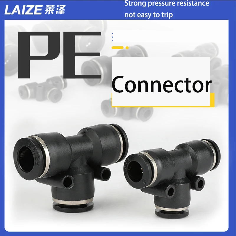 

Air Pipe Hose Fitting Pneumatic Fitting Black PE Three-Way Quick Connector