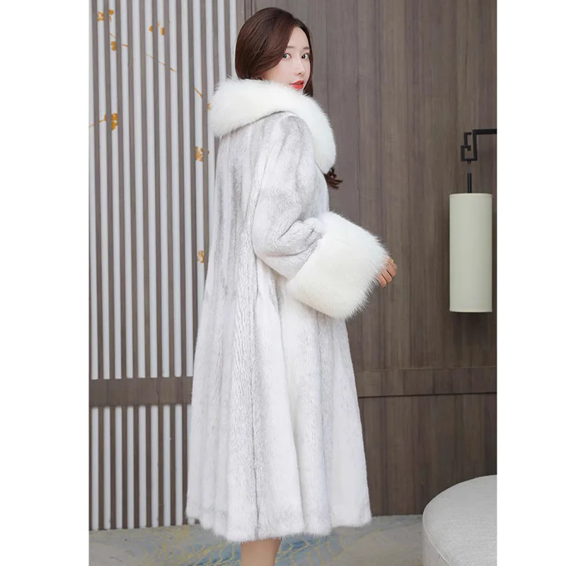 Luxury Brand Fur Coats Women Big Size Long Faux Fur Jacket Warm Thick Winter Jacket Fur Collar Long Sleeve Women Clothing
