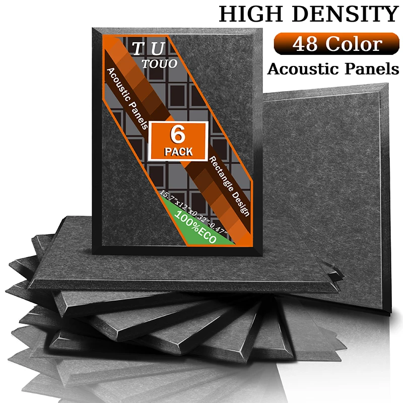 TOUO 사운드 흡수 패널, 음악 스튜디오 직사각형 고밀도 어쿠스틱 패널, 음향 처리 방음 절연, 6 개 