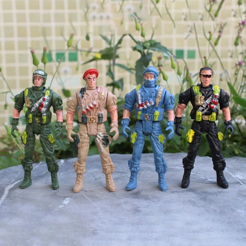 

8Pcs Special Force Army Men Soldier Movable Joints Action Figures Plastics Toy Soldiers Playset Party Decoration 4 Inch