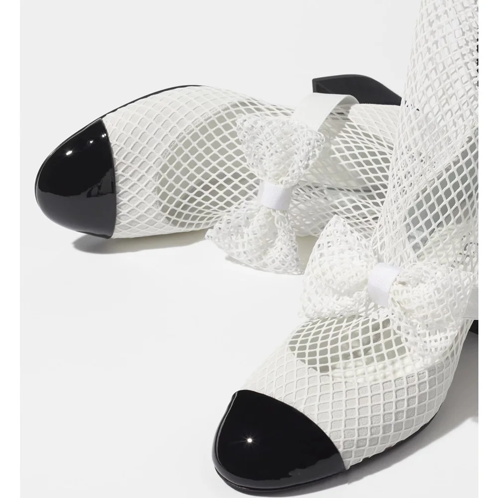 

Новый дизайн, искусственные сексуальные женские сетчатые сапоги, женские сапоги на массивном каблуке, сетчатые сапоги с бантом и кристаллами, сексуальные сапоги-чулки в сеточку с кристаллами