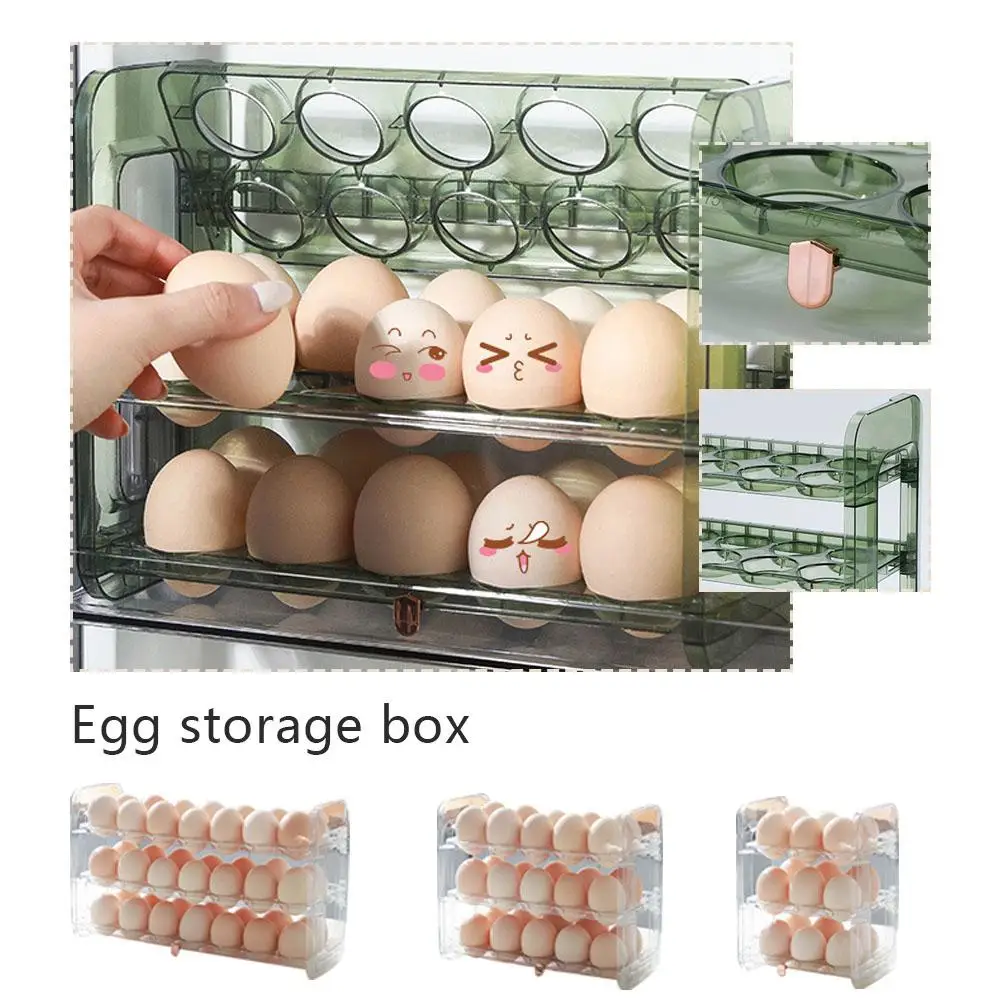 Egg Storage Box Refrigerator Organizer Food Containers Egg Tray Egg Dispenser Multi-Layer Holder Storage Box Kitchen G9Z0