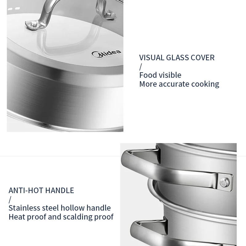 The United States household steamer 28cm three-layer increase 304 stainless steel gas stove induction cooker universal