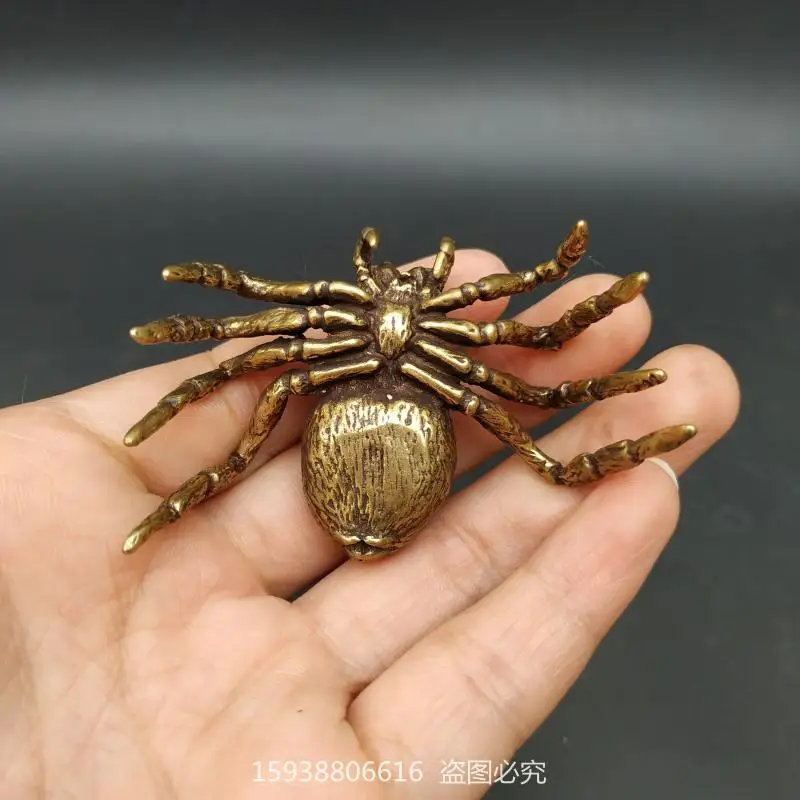 Antique Solid Brass Pure Copper Five Poisons Spider Desktop Mini Decoration Retro Tea Pet Tea Antique Antique Collection