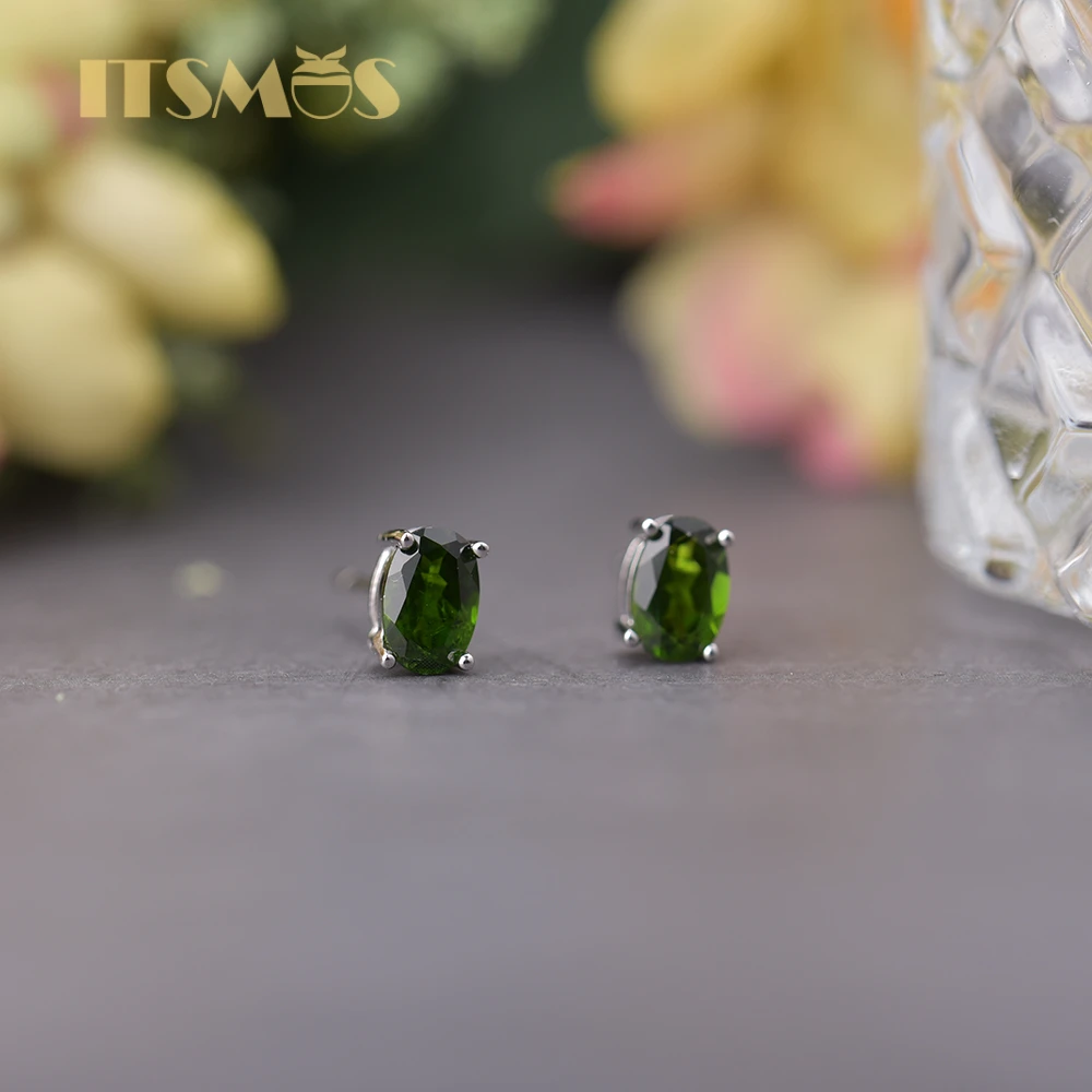 Женские серьги-гвоздики с кристаллами ITSMOS овальной формы простым серебряным и