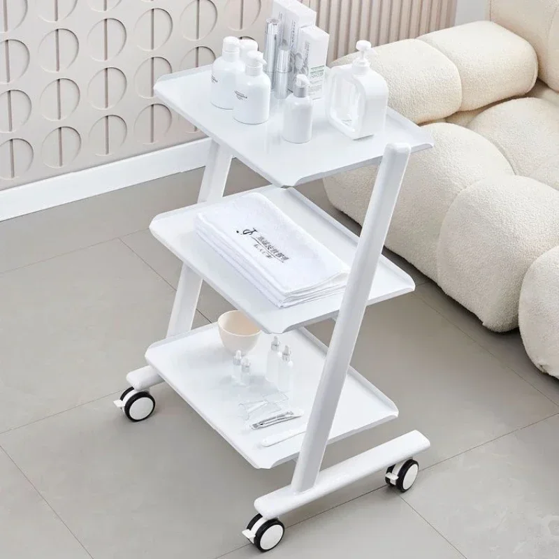 Aesthetic Auxiliary Cart Beauty Salon Station Cosmetic Helper Trolley Food Serving Wheels Storage Mobile Tool Manicure Support