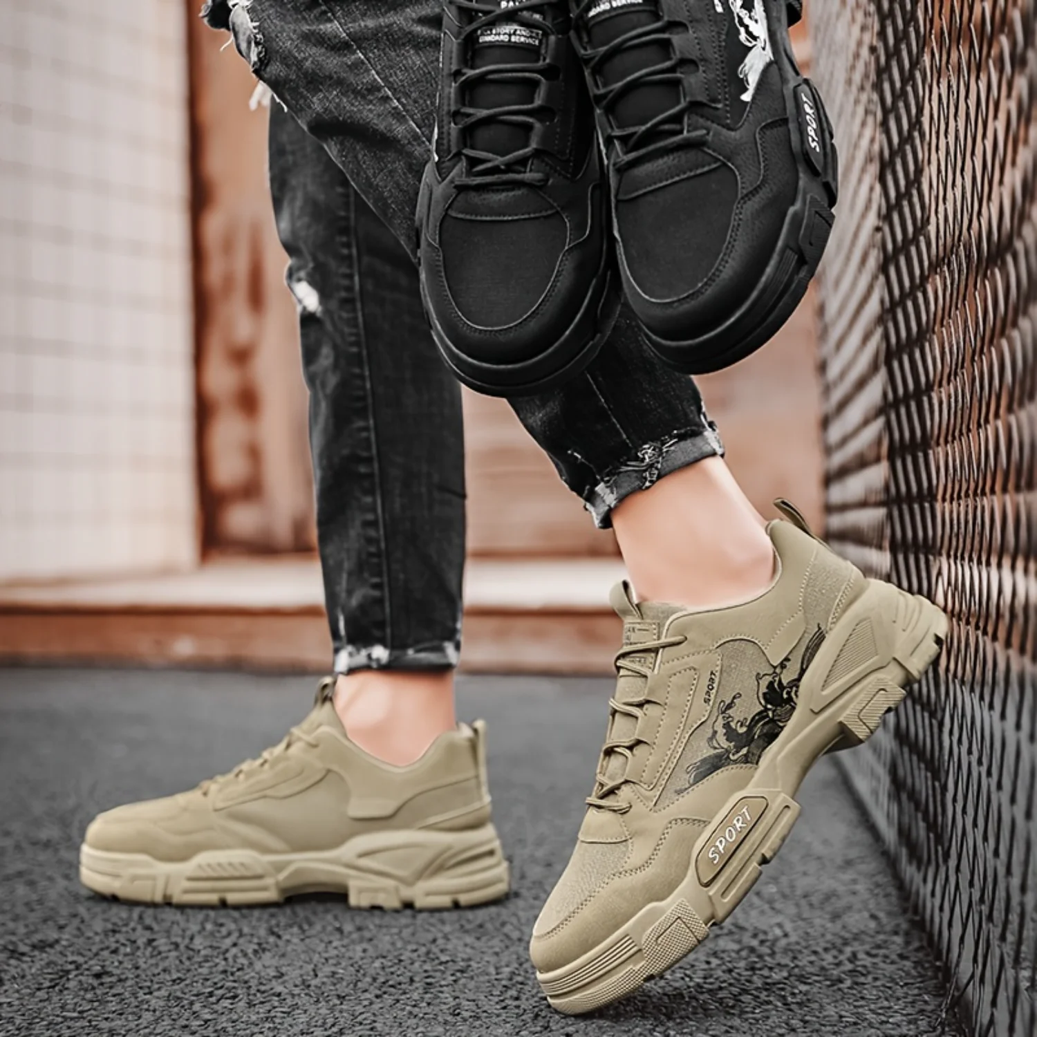 Men's Durable Non Slip PU Leather Boots, Solid Lace Up Comfy Work Boots For Men's Workout Activities