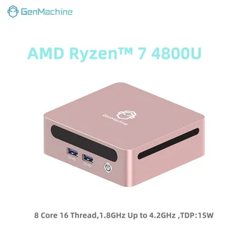 GenMachine Mini PC AMD Ryzen 7 4800U 8-core 16-thread 4.2GHz 15W 16GB DDR4 3200Mhz 512G PCIe 3.0 WIFI6 BT5.2 Desktop Computer