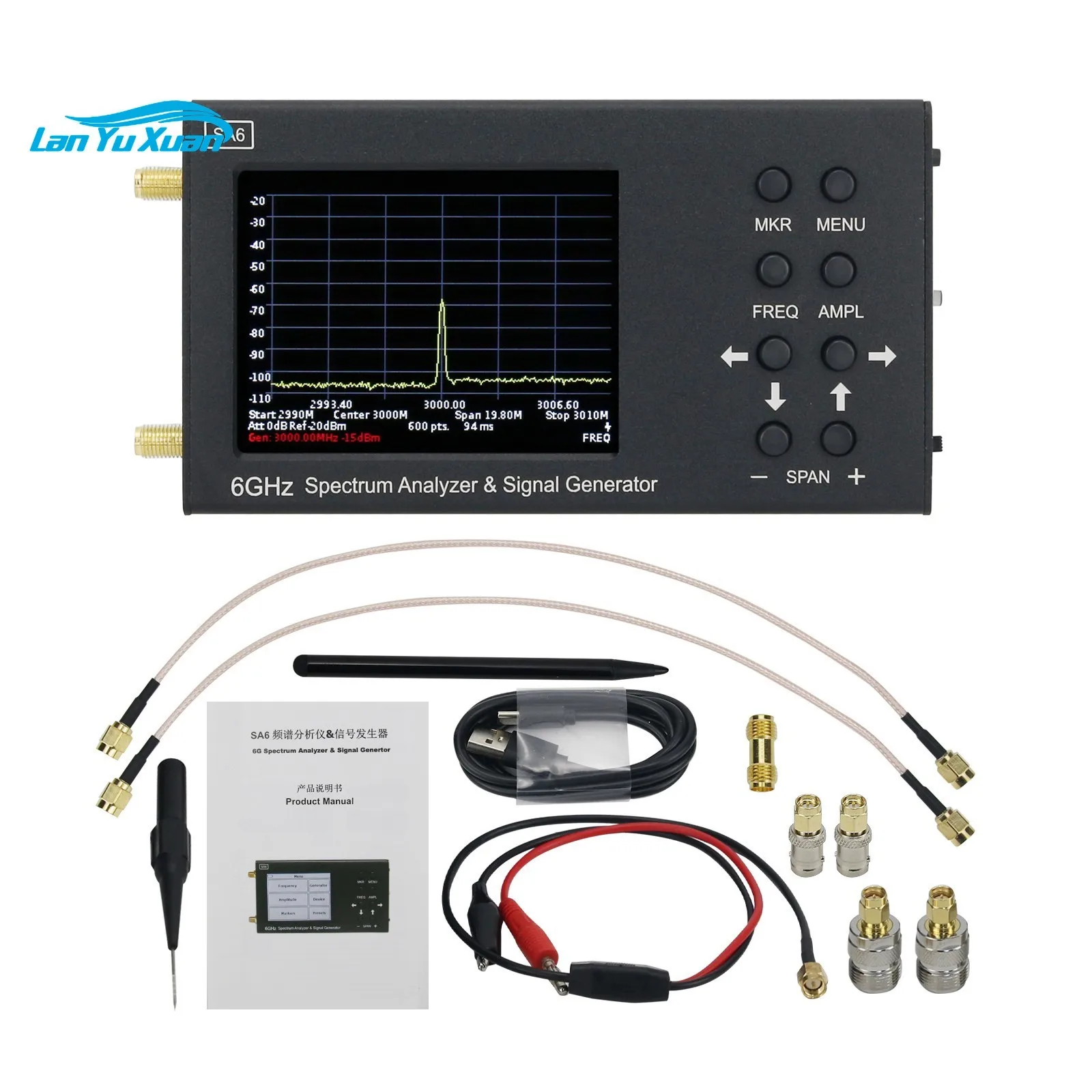 

SA6 6GHz Handheld Portable Spectrum Analyzer Signal Generator WiFi 2G 4G LTE CDMA GSM GPRS BDS