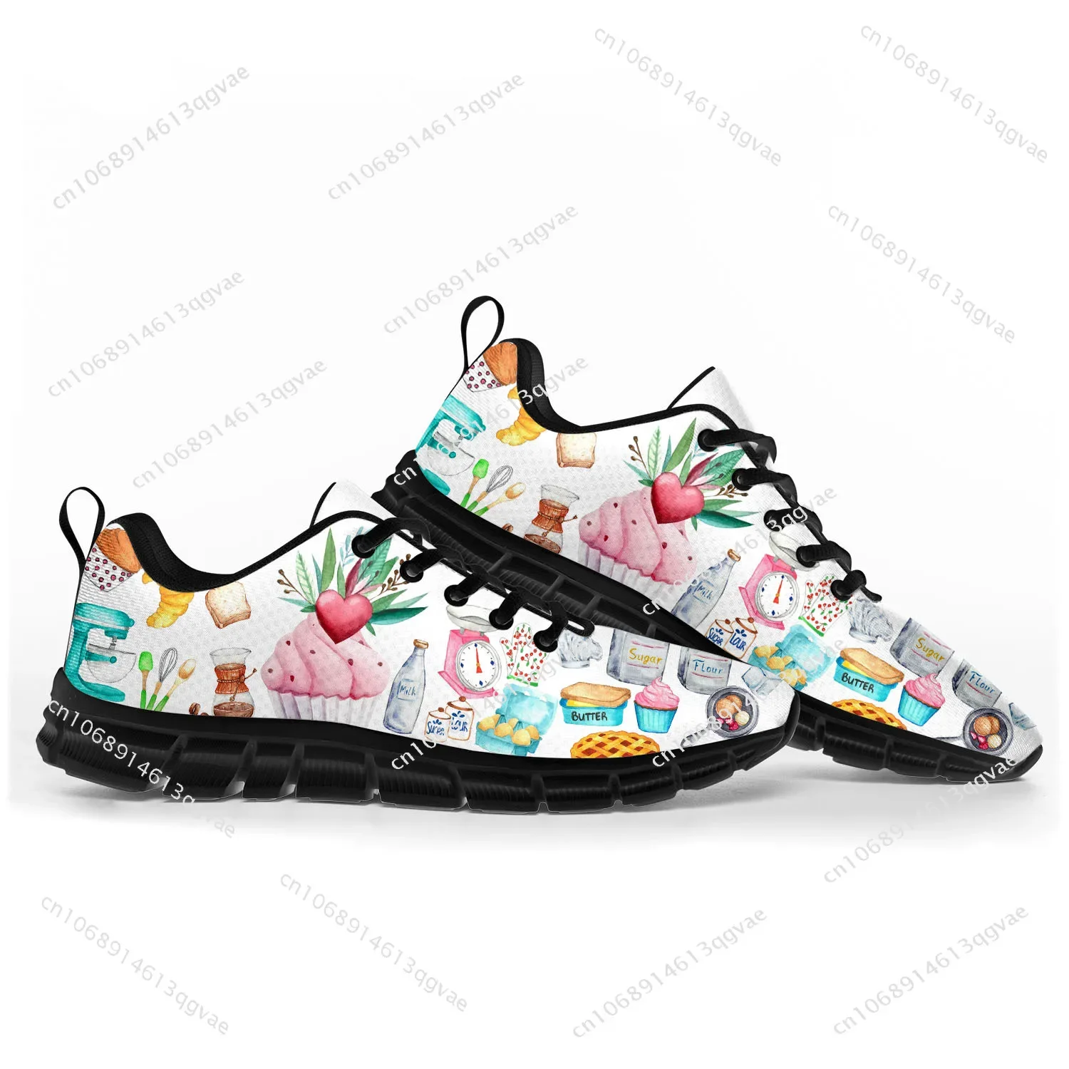Cartoon Cake Chef Sports Shoes Mens Womens Teenager Kids Children Sneakers Casual Custom Made High Quality Couple Shoes Black