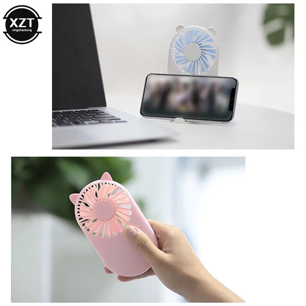 Cute Portable Mini Fan Handheld USB Chargeable Desktop Fans 3 Mode Adjustable Summer Cooler For Outdoor Travel Office