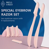 2Pcs Eyebrow and Facial Razor for Women Dermaplaning Tool for Face with 4 Replacement Head，Professional Style Skincare Tool。 1