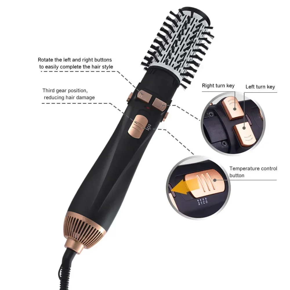Hot Air Brush 4 Head Replaceable Hair Dryer Comb One Step Blower Strong Wind Electric Straightener Roller Curler Styling Tools 4