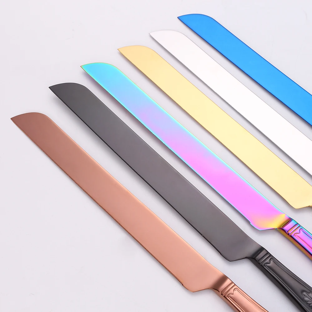 Description Picture 6 of itemGold Long Handle Stainless Steel Cake Knife Western Luxury Cake Shovel Royal Pizza Dessert Cake Tool Set Silver Kitchen Utensils