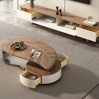 Table basse d'appoint en bois massif, multifonction, personnalisée, créative, Unique, feuille de forme spéciale, moderne, meubles de luxe en noyer, pour salon 1