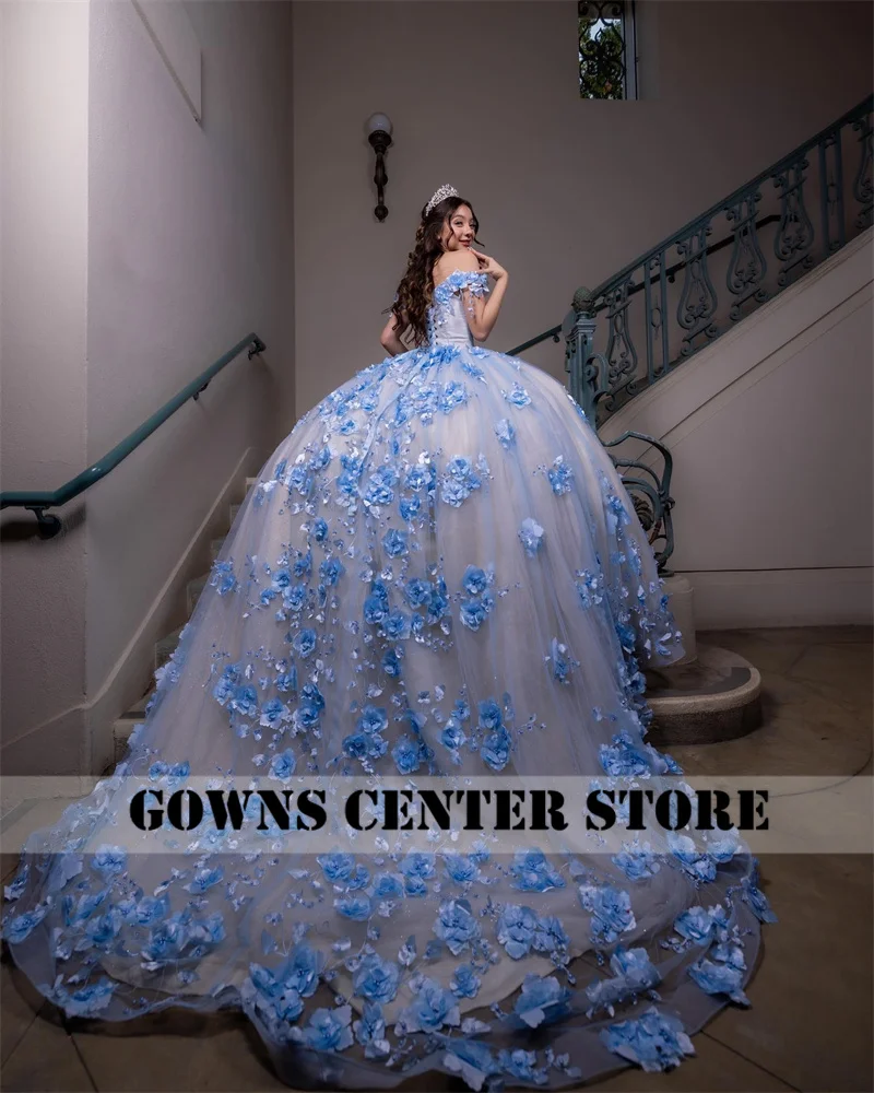 Sky Blue Quinceanera Dress Princess Sweet 15 Years Girl Birthday Party Dresses Appliques Vestidos De Quincea&ntilde;era Customized