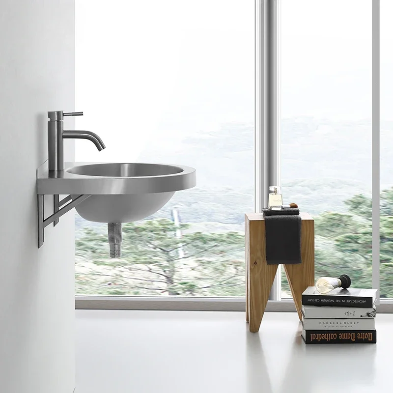 304 Stainless Steel Wash Basin  Stain-Resistant Wall-Mounted Sink  Large Opening Balcony Sink Rust-Free Bathroom Wash Basin 3