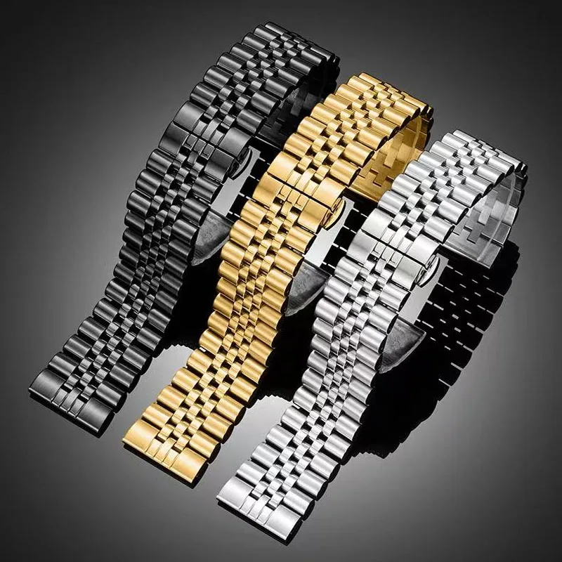 Elegant 22mm Stainless Steel Metal Band Bracelet Wristband