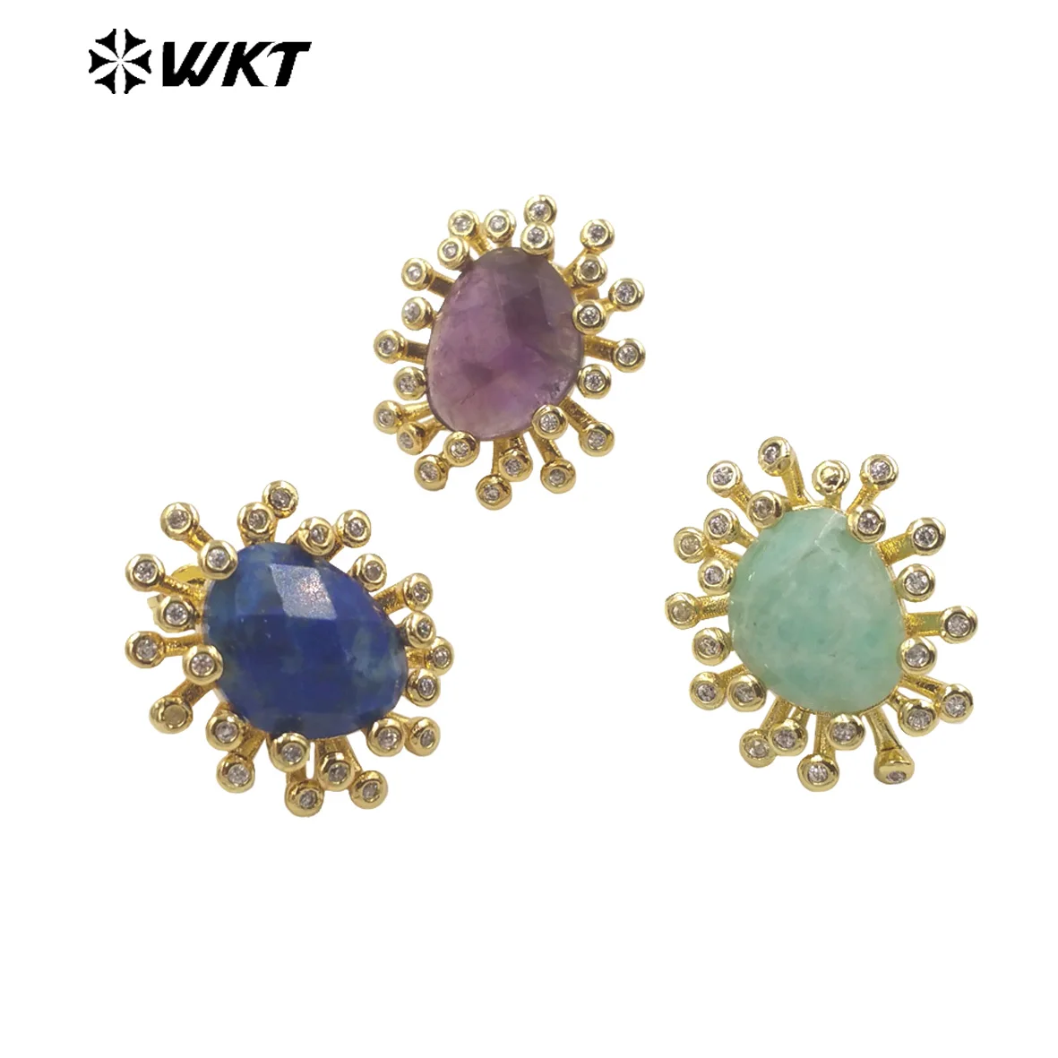 

WT-ME092 WKT 2023 hot style stone& cubic zircon earrings women earrings natural gem luxury cute design popular earrings INS