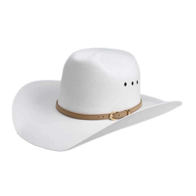 

Retro Champagne Leather Belt Men Women Yellowstone Beach American Western Cowboy Cowgirl Sun Hat Pinch Front Wide Brim 57-61cm