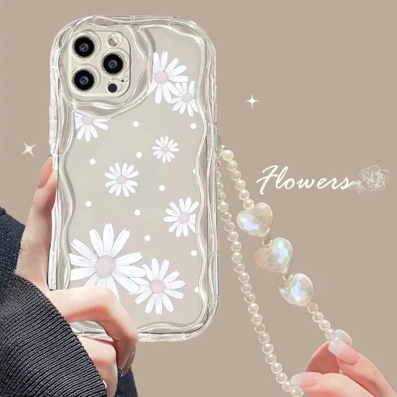 Floral Charm Bracelet Lanyard Phone Case