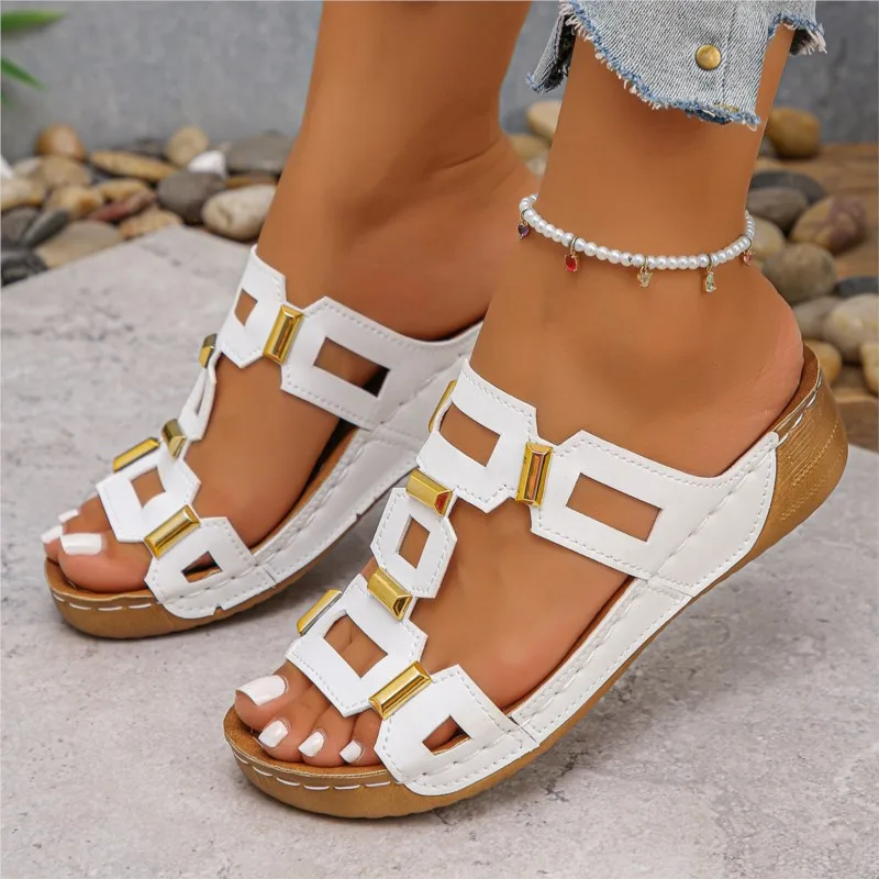 Sandales compensées pour femmes, style espadrilles, à enfiler, chaussures confortables 1 Sandales compensées pour femmes, style espadrilles, à enfiler, chaussures confortables 1