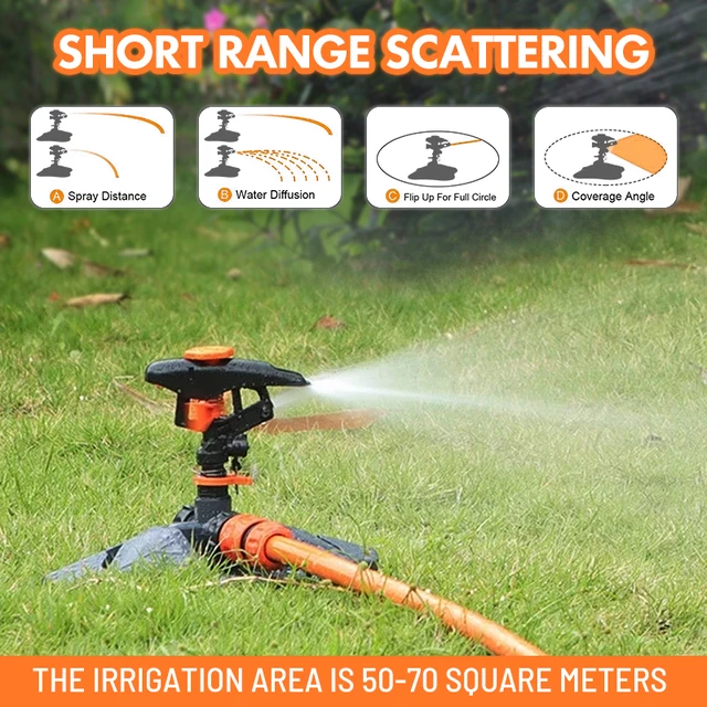 Automatic Garden Watering Lawn Sprinklers 360° Rotation Irrigation Watering System with Nozzle Grass Plant for Farm Outdoor Yard