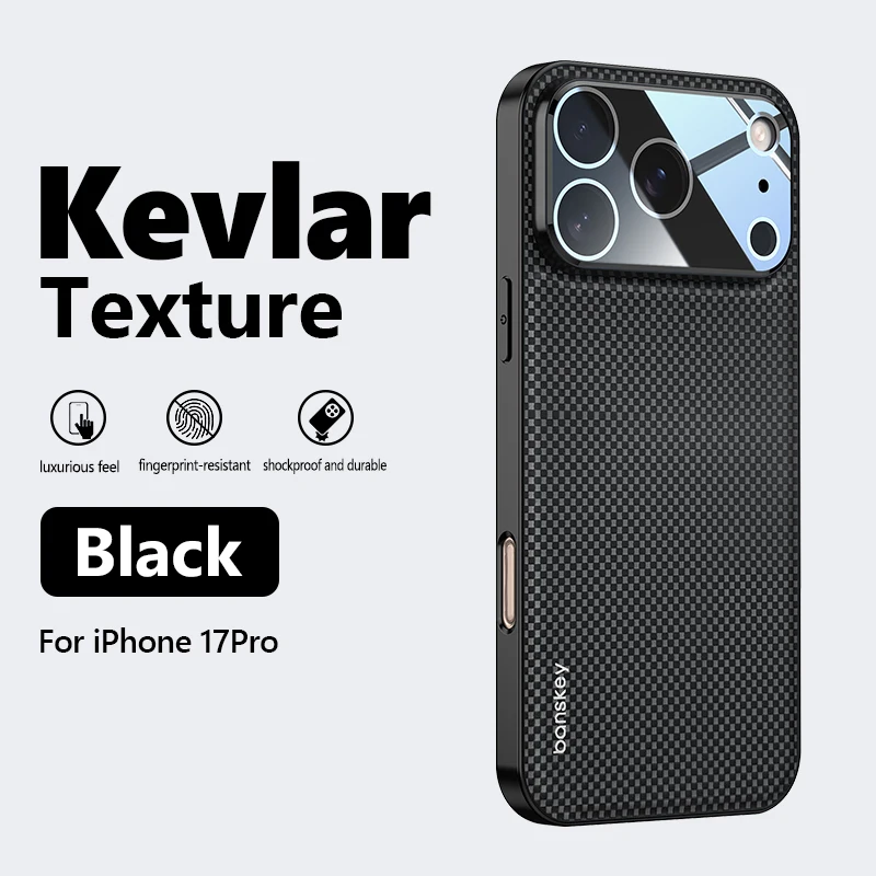 Luxury Matte Carbon Fibre Texture Shockproof Phone Case with Glass Lens Protection