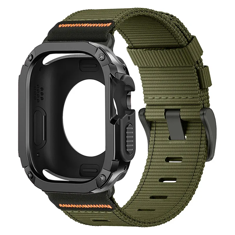 TPU PC Case with Nylon Strap for Apple Watch - Durable Protective Cover