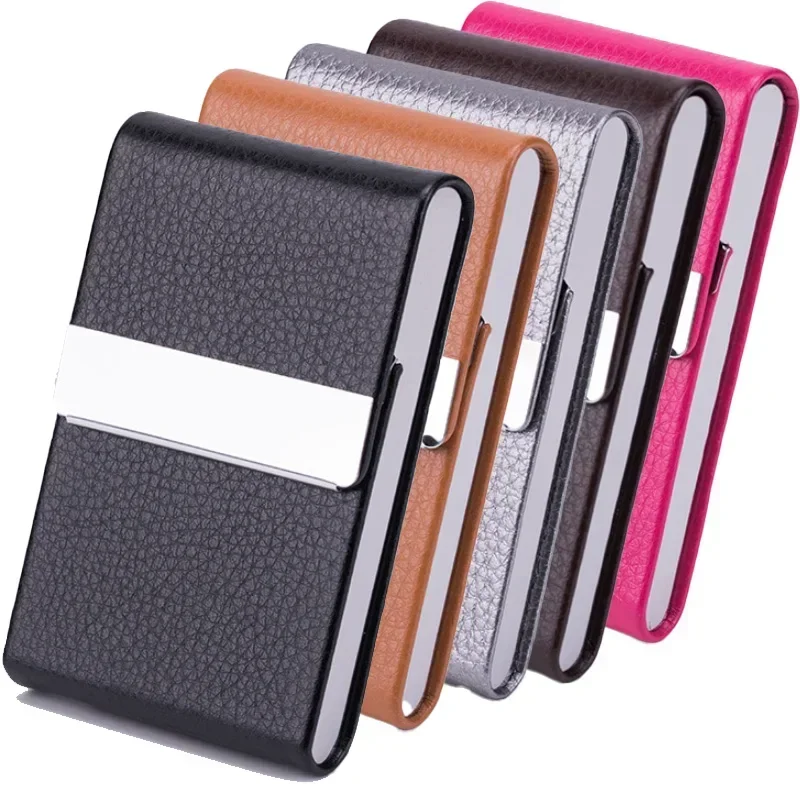Elegant PU Leather Card and Cigarette Case with Magnetic Closure and Metal Accent