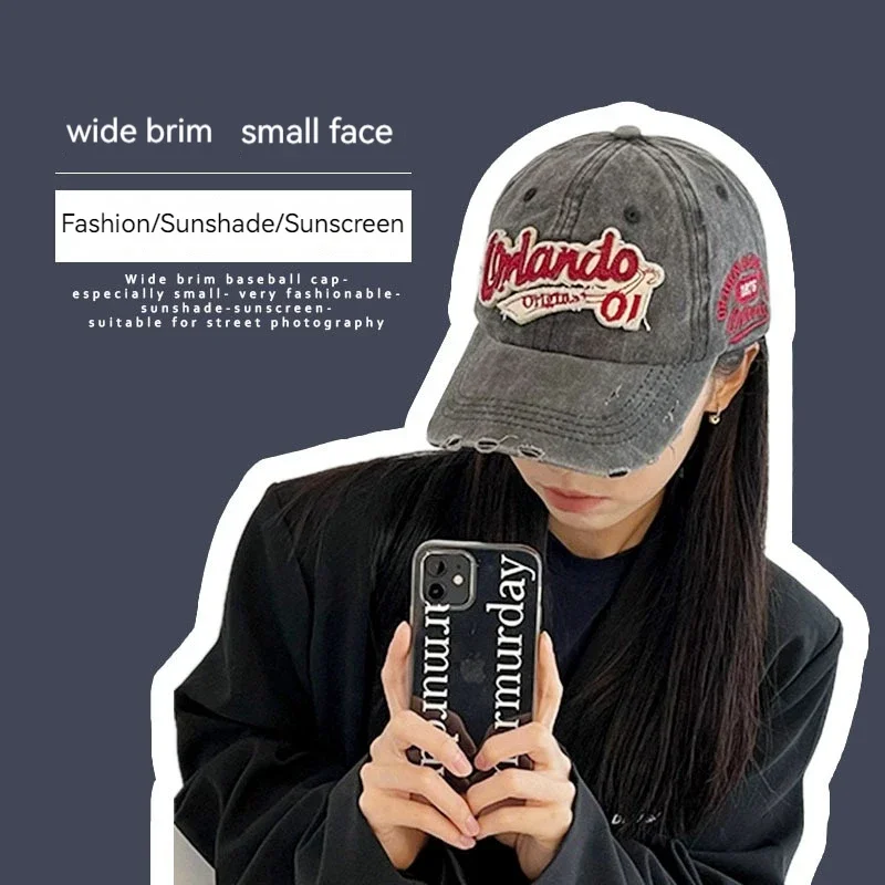 

Autumn and winter hat for women 2023 new vintage washed baseball cap for men letter embroidery soft cap
