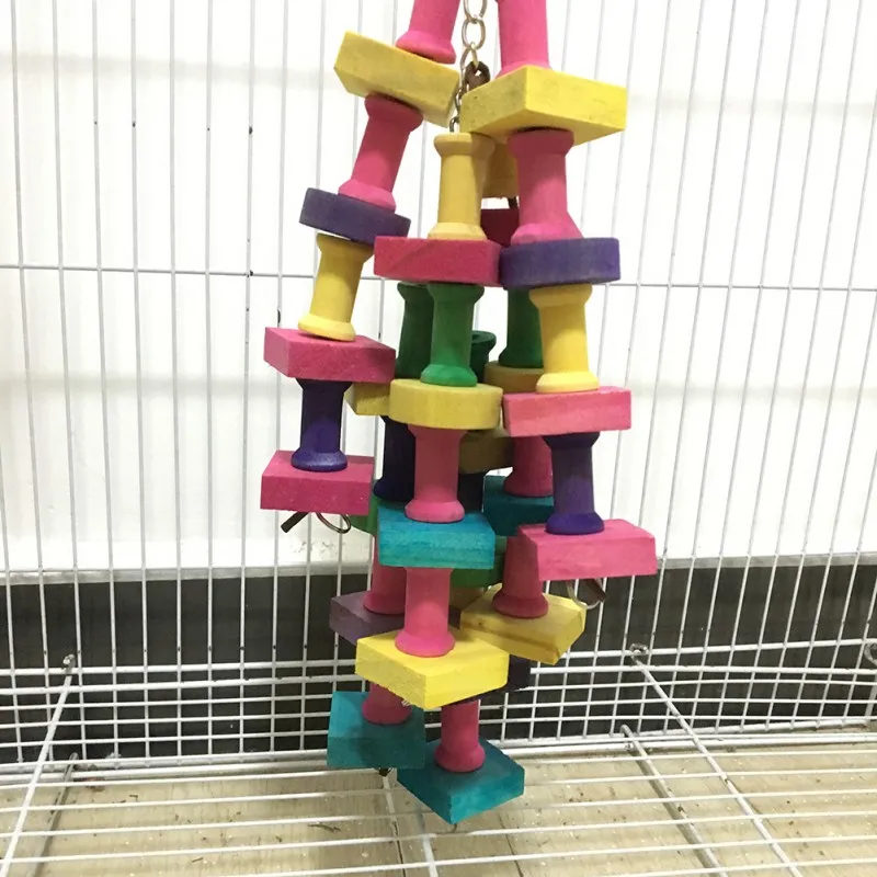 Bird Parrot Toy Large Natural Wooden Bird Chew Bite Resistant Cage Chewing Playing parrot toy,bird toy
