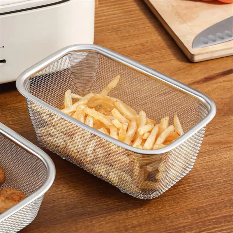 

Fine Mesh Oil Strainer Stainless Steel Mesh Strainer Basket French Fries Holder Fried Food Table Serving Potato Cooking Tool