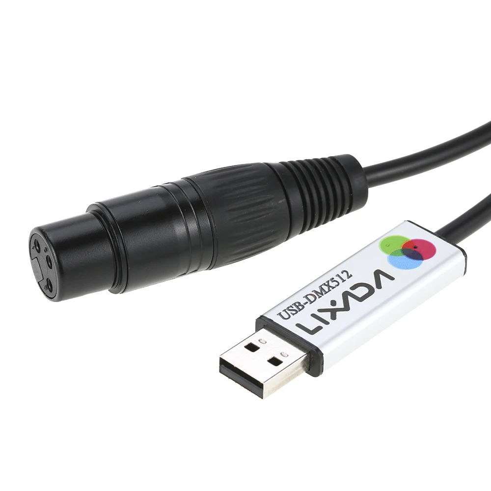 Lixada USB to DMX Interface Adapter LED DMX512 Computer PC Stage Lighting Controller Dimmer 6