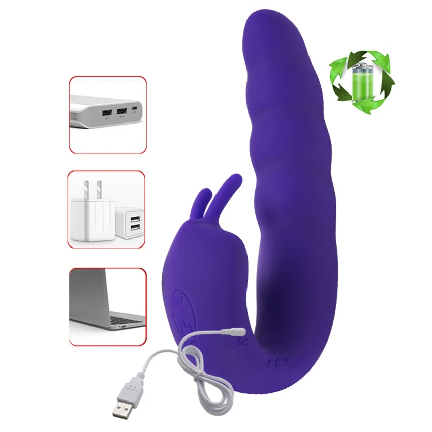 Ribbed Dual Rechargeable Stimulator Vibrator With Rolling Ball G Spot Massage Sex Tool For_voghion.com