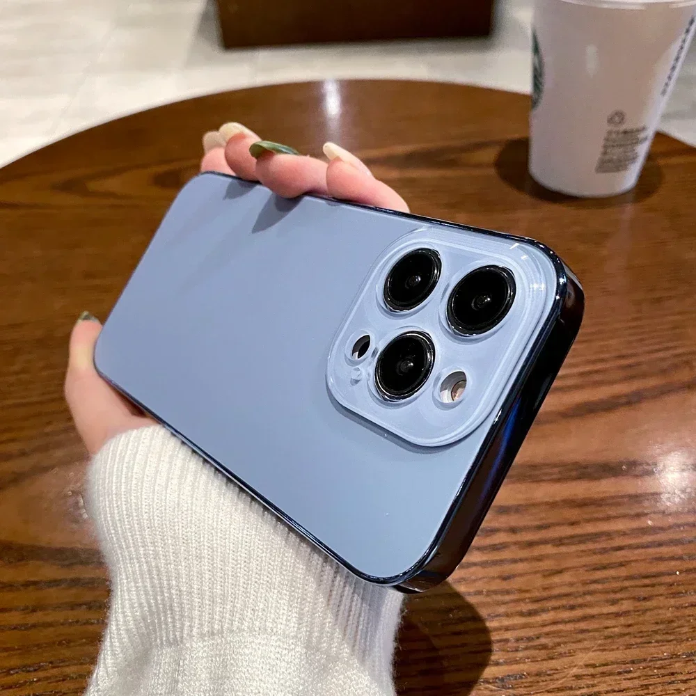 Slim Matte Plating Bumper Cover with Glass Lens Protector