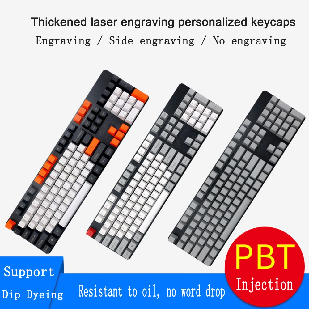 

104pcs Mechanical Keyboard Keycap PBT OEM Backlit For 87/104 Keys Laser Engraved Mechanical Keyboard Keycaps Injection Cherry MX