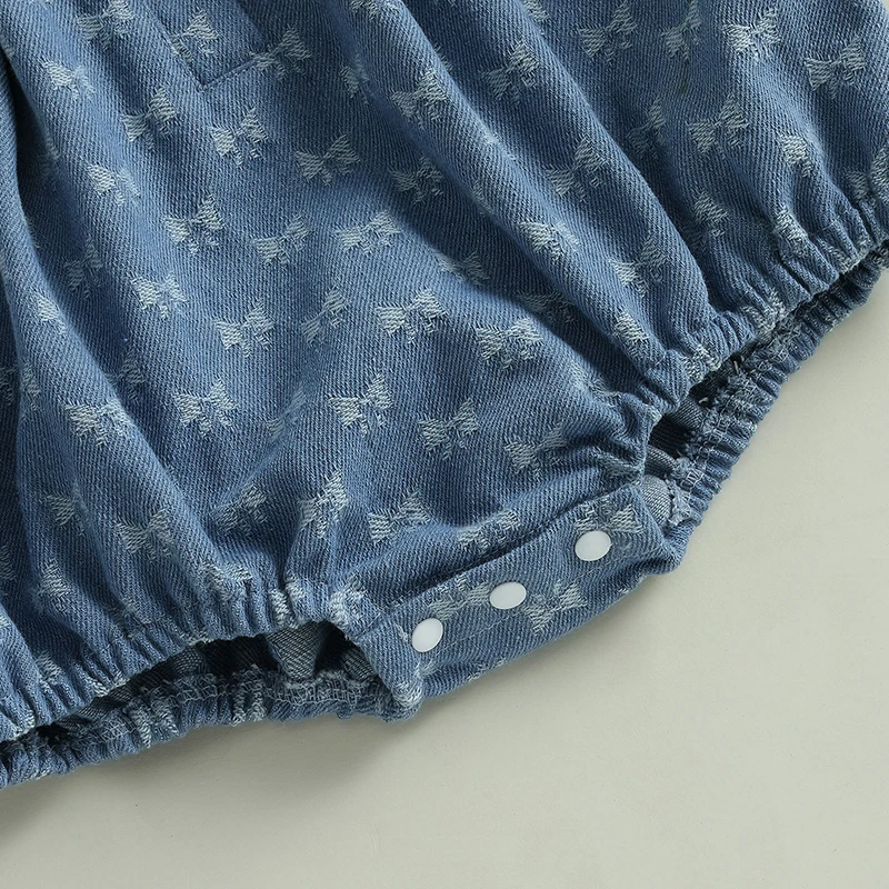 Niedliche Jeansjacke mit Schmetterlingsschleife für Mädchen – Blau – mehrere Größen erhältlich! – Detail 1
